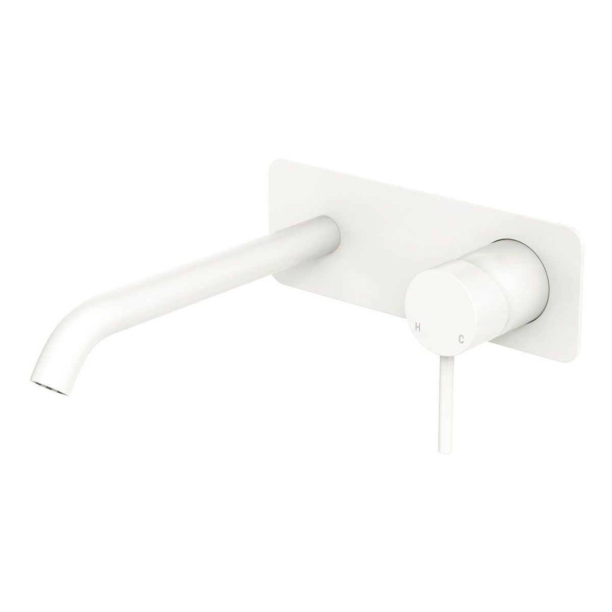Kaya Basin/Bath Wall Mixer Set, Rectangular Plate, 200mm Outlet, Matte White