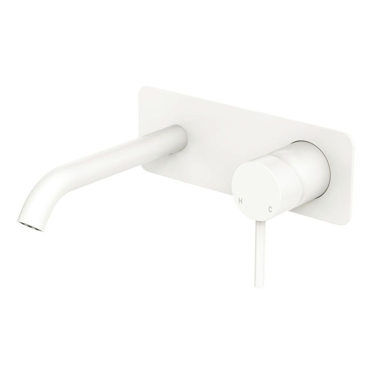Kaya Basin/Bath Wall Mixer Set, Rectangular Plate, 160mm Outlet, Matte White
