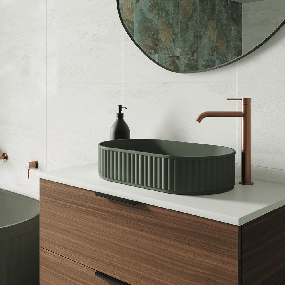 Kaya Tall Basin Mixer, Brushed Copper