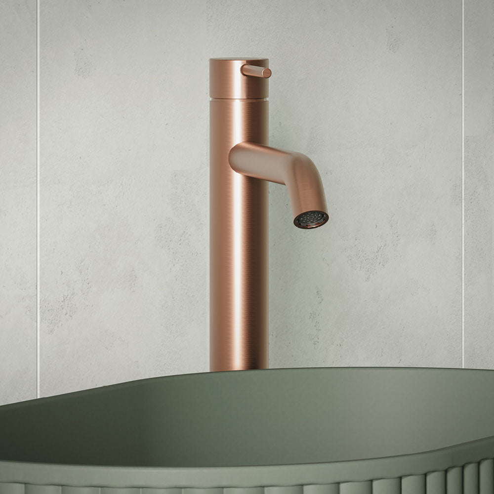 Kaya Tall Basin Mixer, Brushed Copper