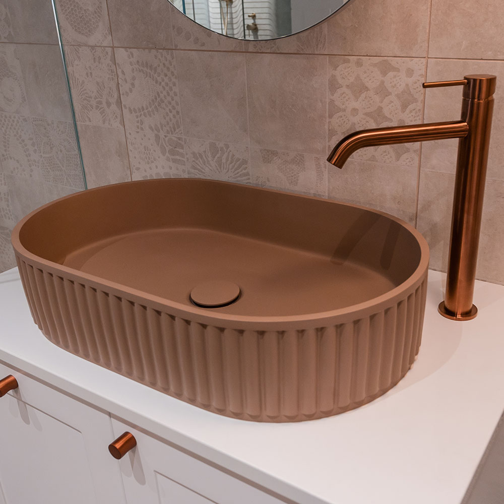 Kaya Tall Basin Mixer, Brushed Copper
