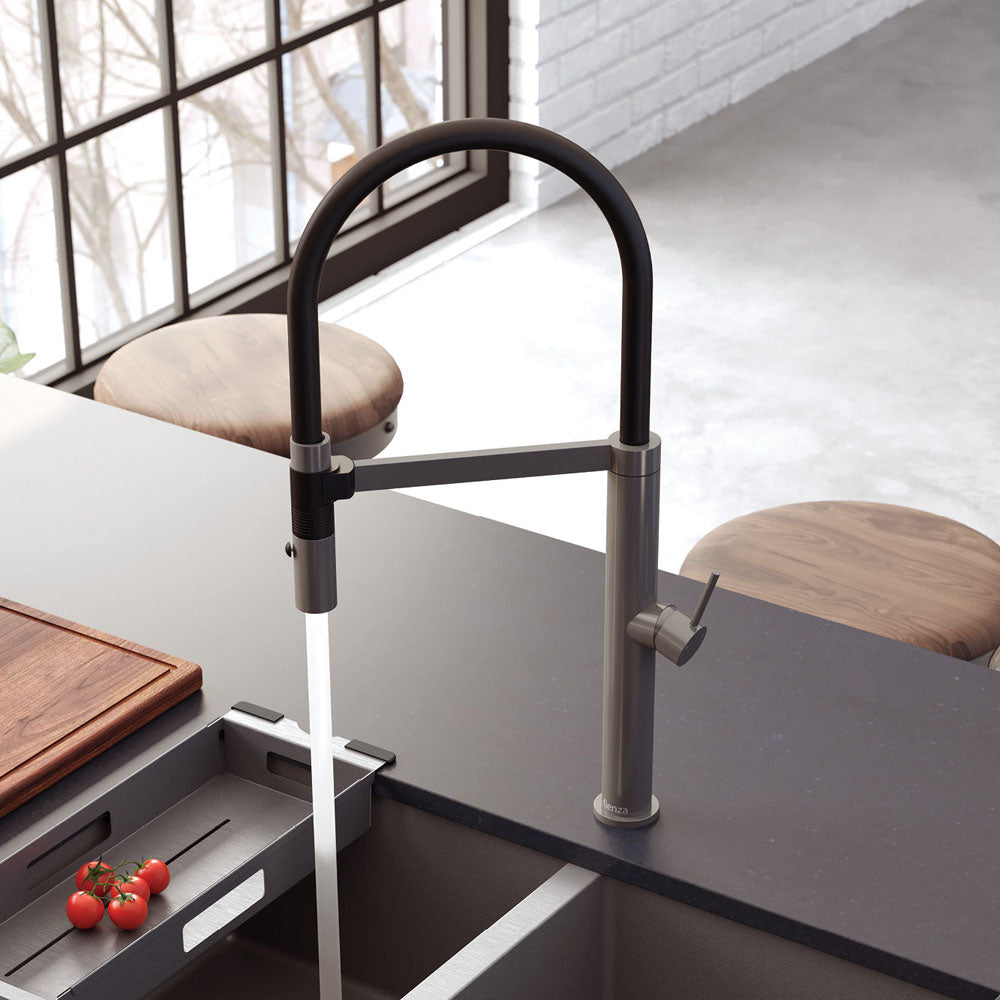 Fienza Kaya Pull Down Sink Mixer, Gun Metal - Lead Free