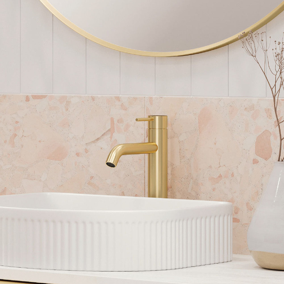 Fienza Kaya Medium Basin Mixer, Urban Brass - Lead Free
