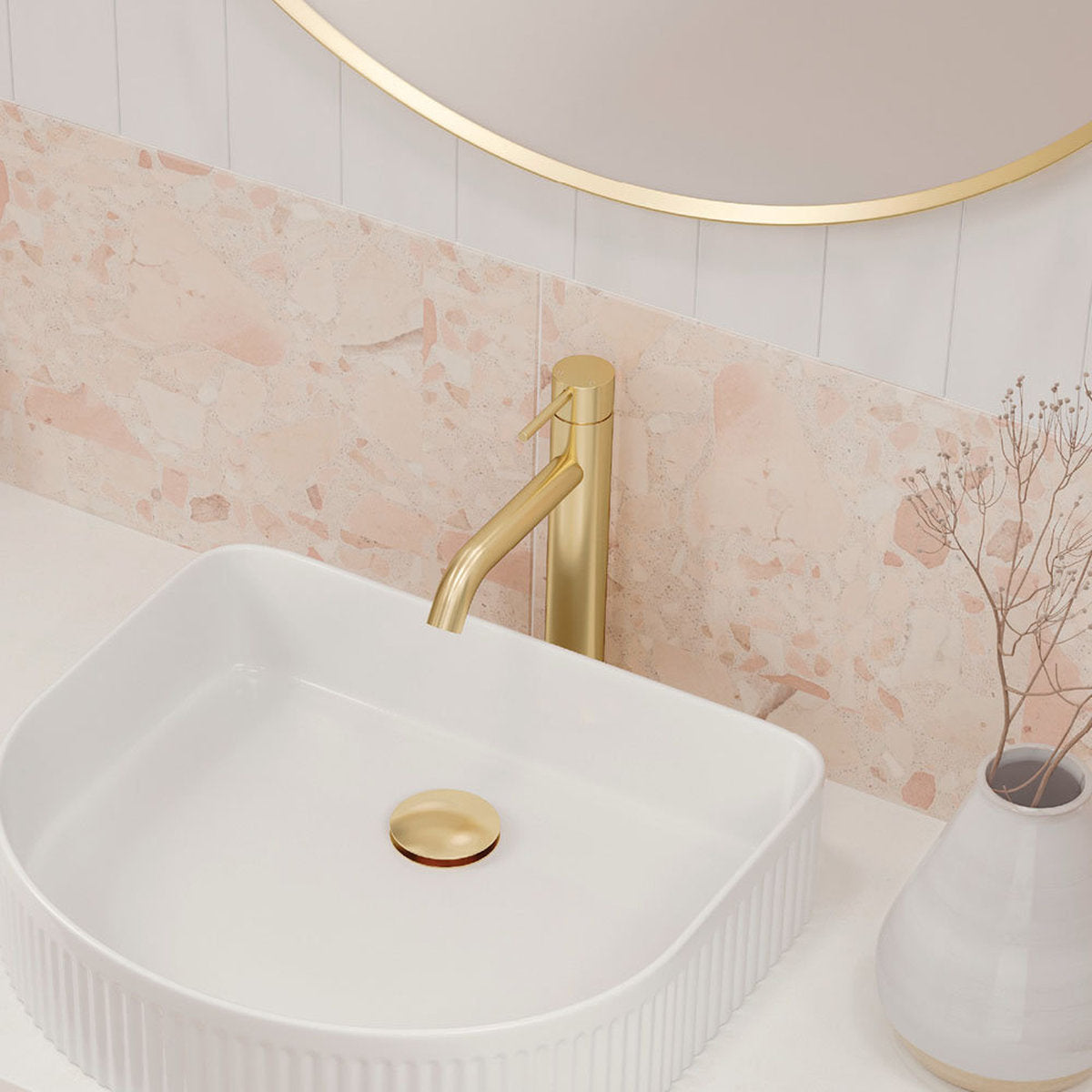 Fienza Kaya Medium Basin Mixer, Urban Brass - Lead Free