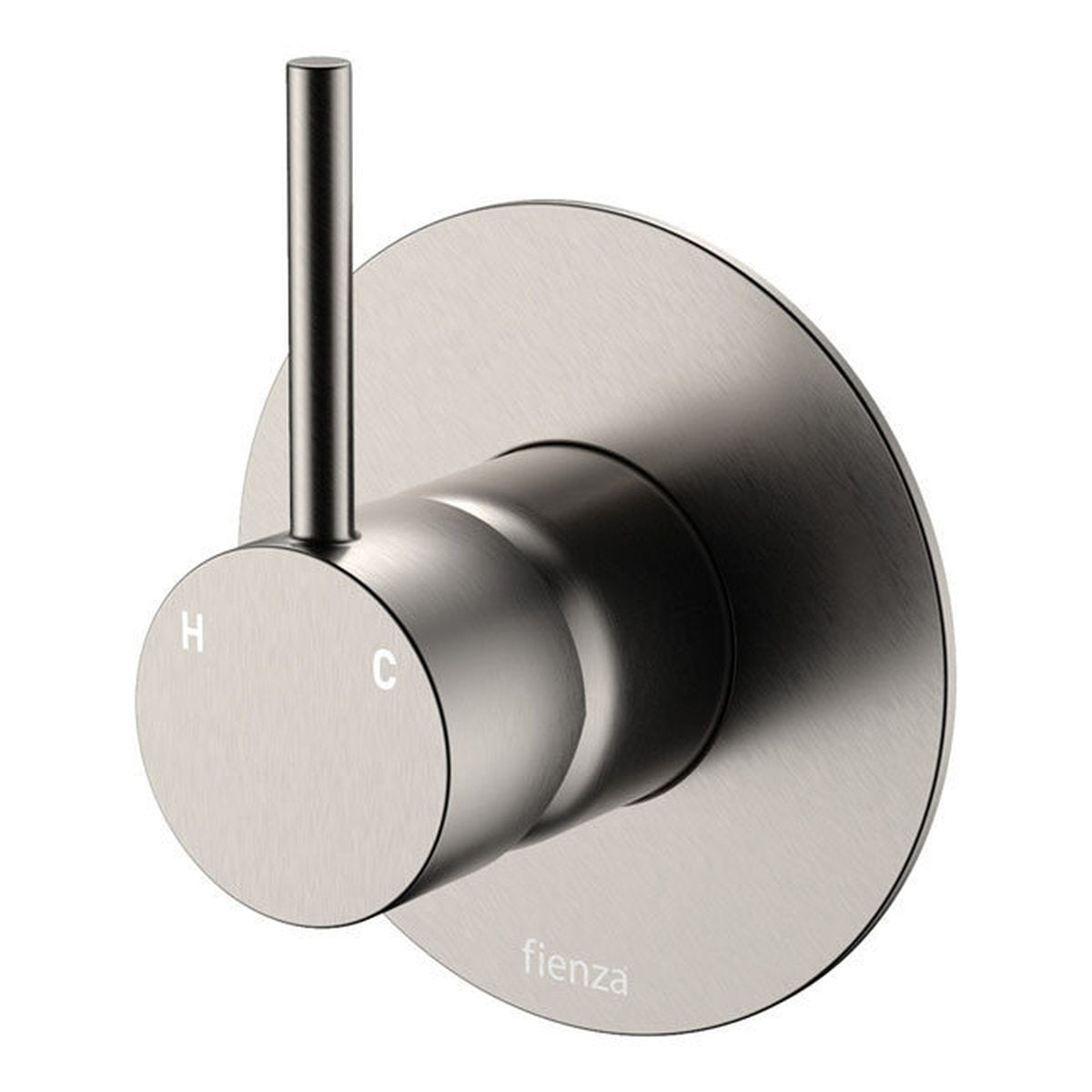 Fienza Kaya Up Wall Mixer, Large Round Plate, Brushed Nickel - Lead Free