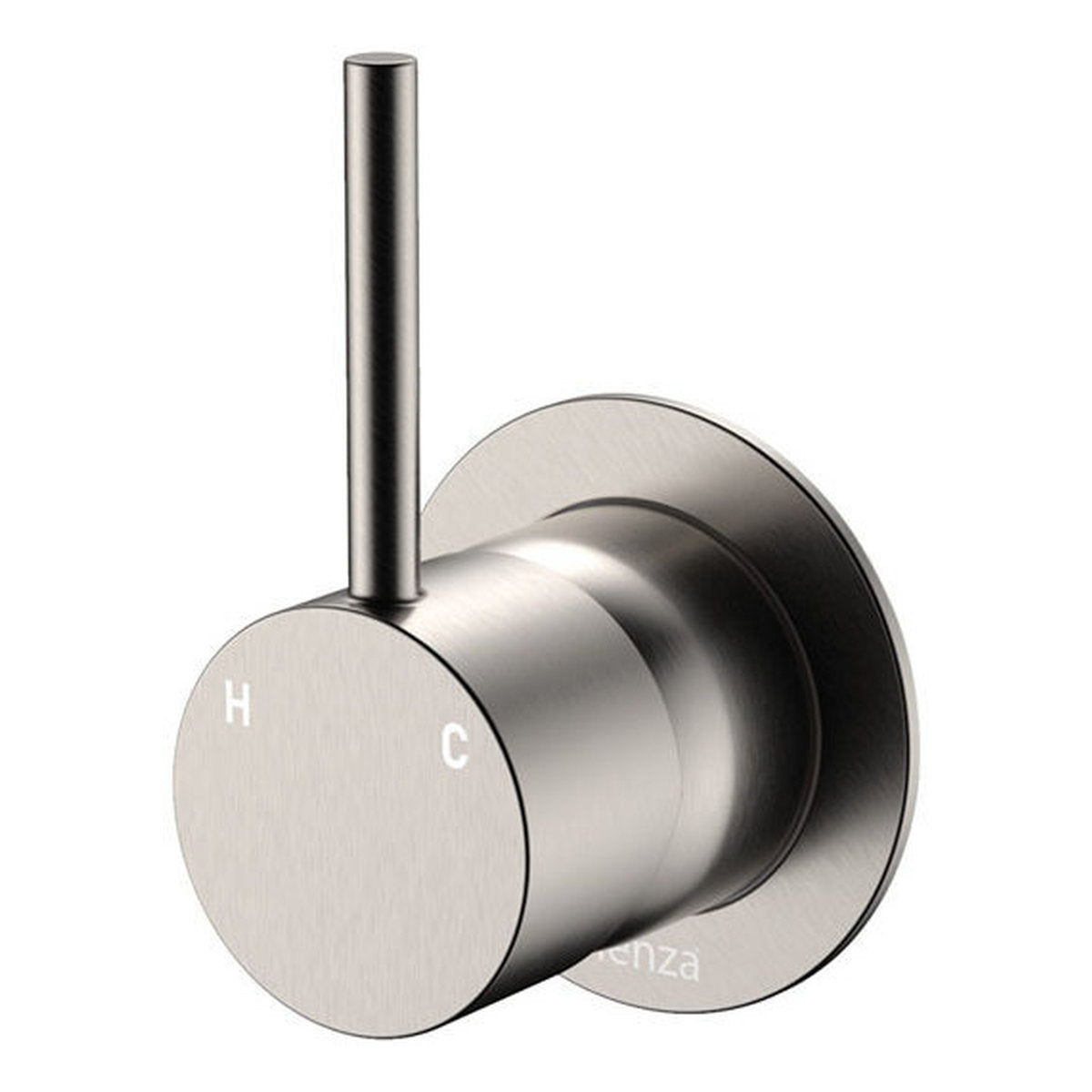 Fienza Kaya Up Wall Mixer, Small Round Plate, Brushed Nickel - Lead Free