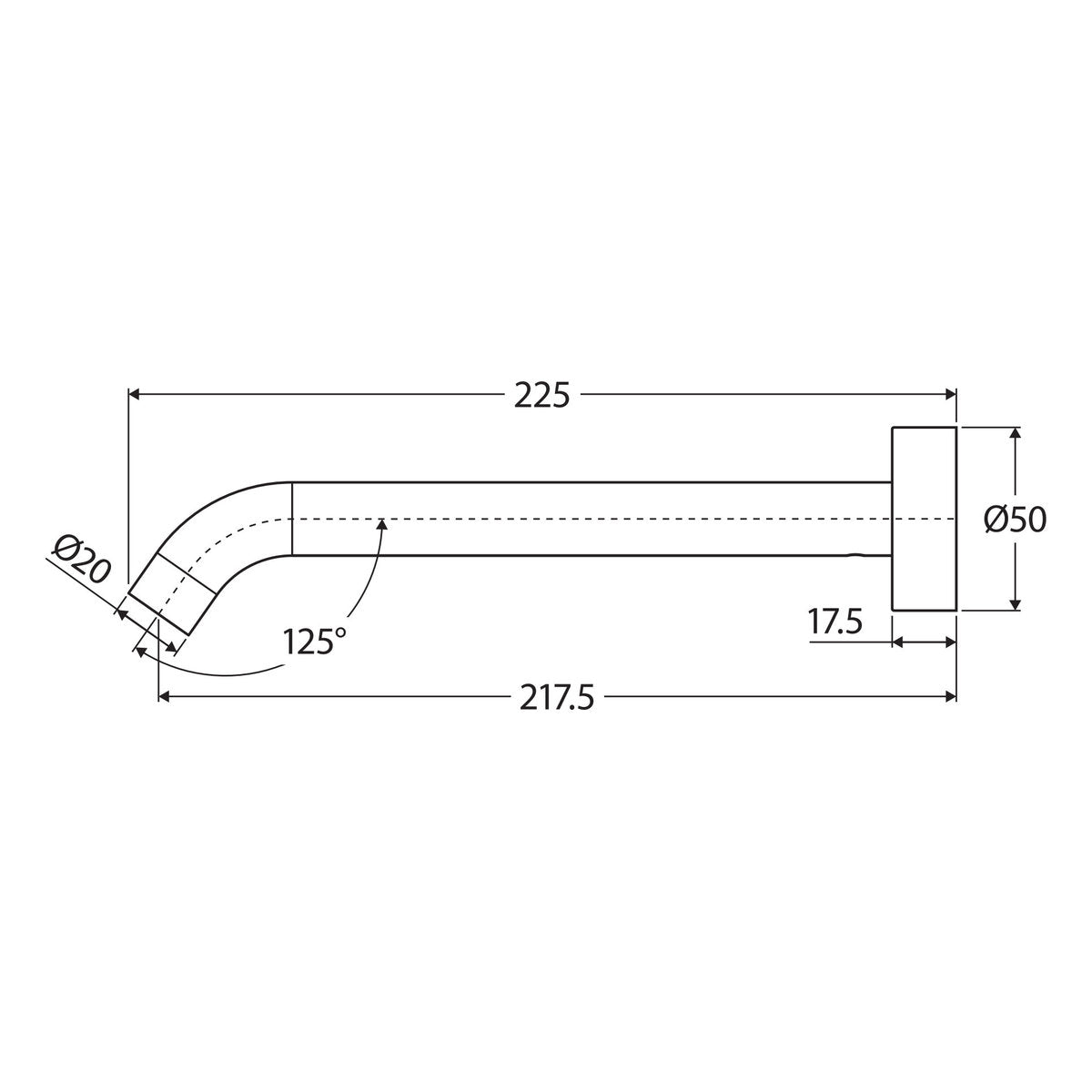 Fienza Kaya Wall Basin/Bath Outlet. 220mm, Chrome
