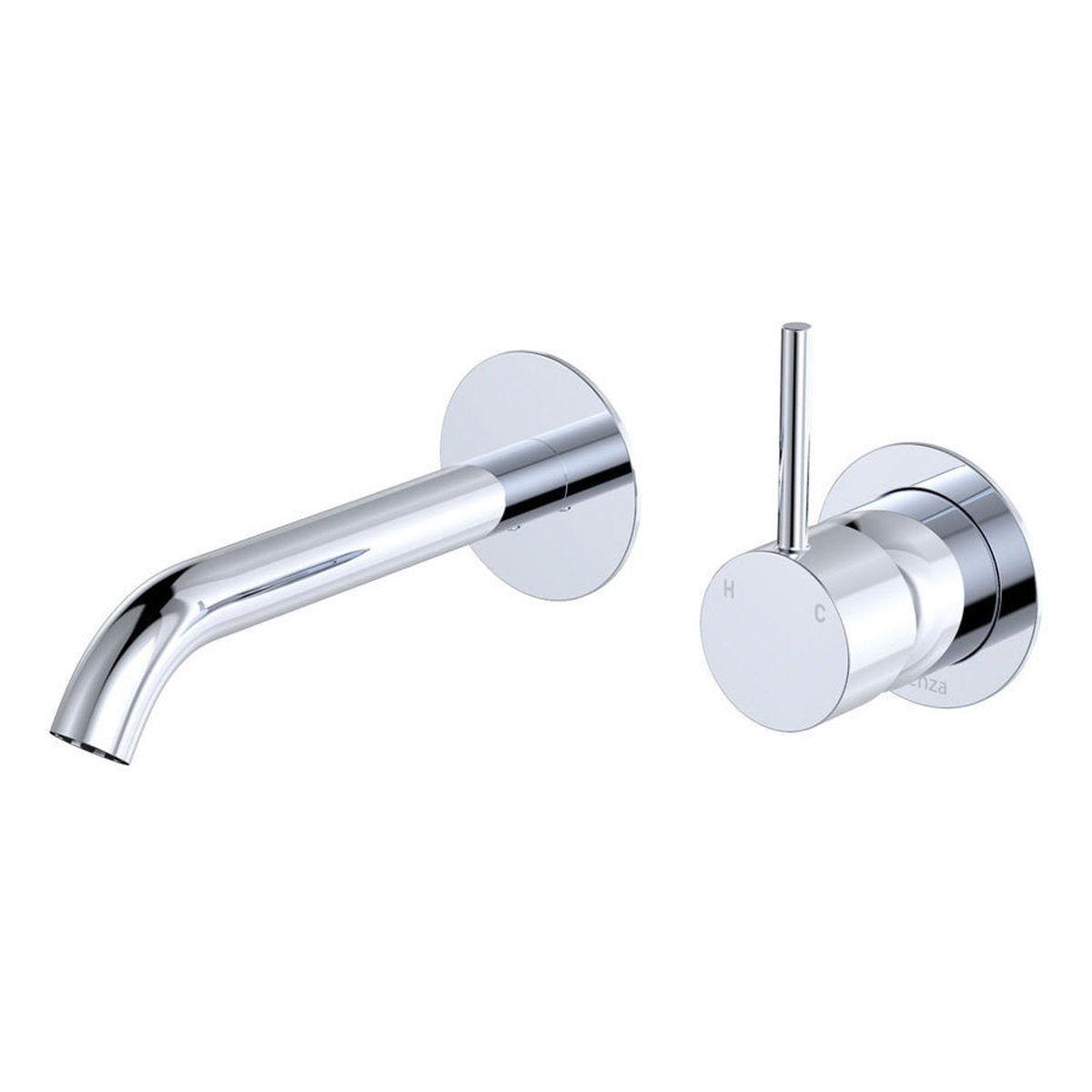 Fienza Kaya Up Basin/Bath Wall Mixer Set, Round Plates, 160mm Outlet, Chrome - Lead Free