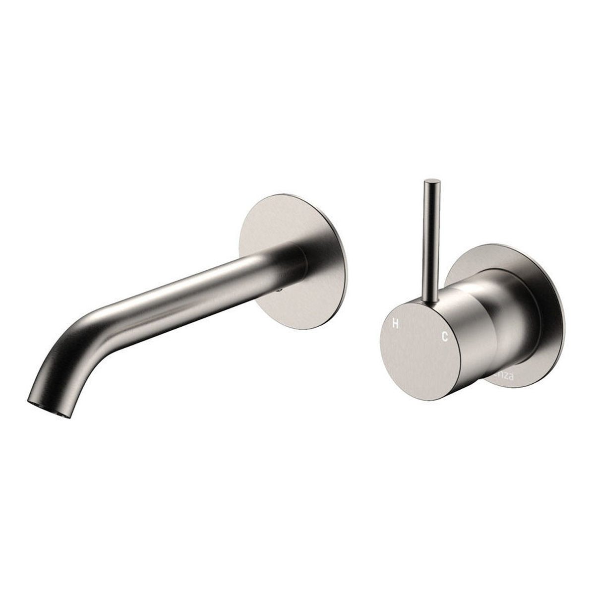 Fienza Kaya Up Basin/Bath Wall Mixer Dress Kit, Round Plates, 160mm Outlet, Brushed Nickel