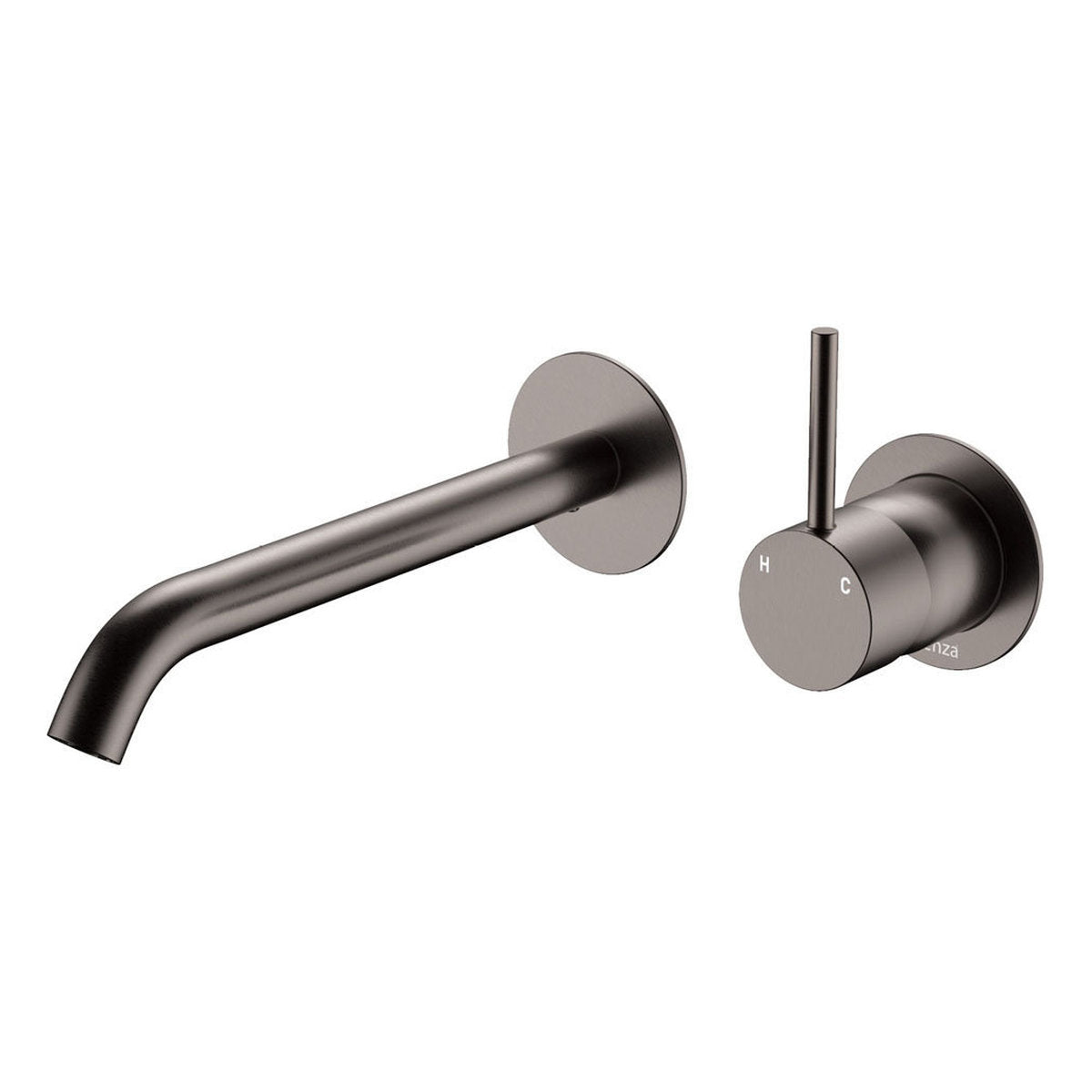 Fienza Kaya Up Basin/Bath Wall Mixer Dress Kit, Round Plates, 200mm Outlet, Gun Metal
