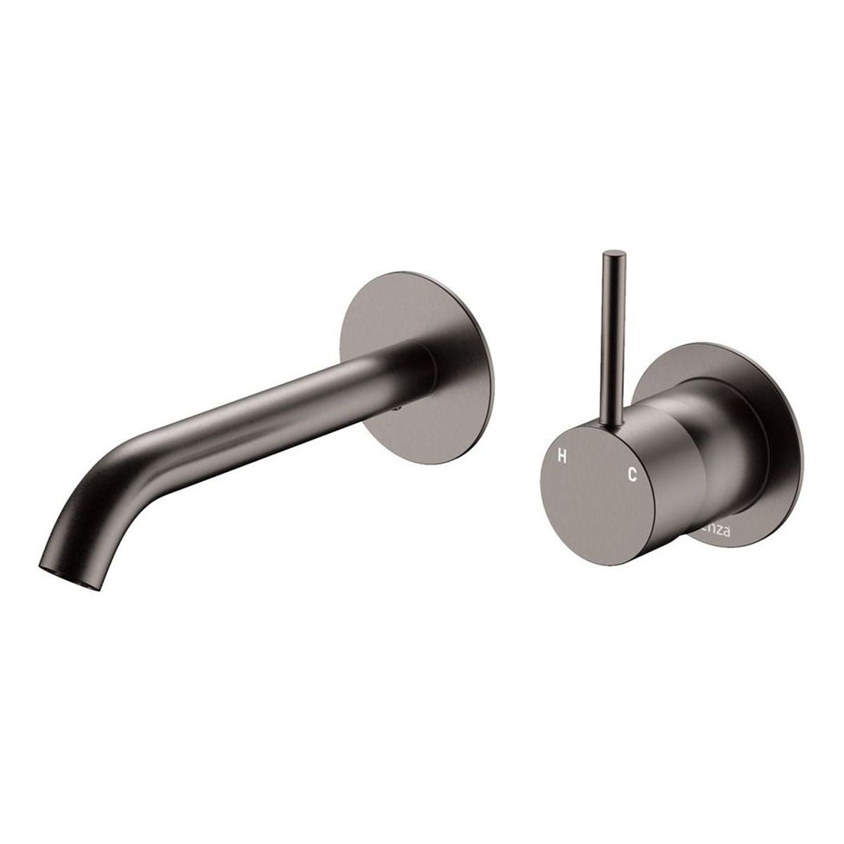 Kaya Up Wall Basin/Bath Mixer Set Round Plates, 160mm Outlet, Gun Metal