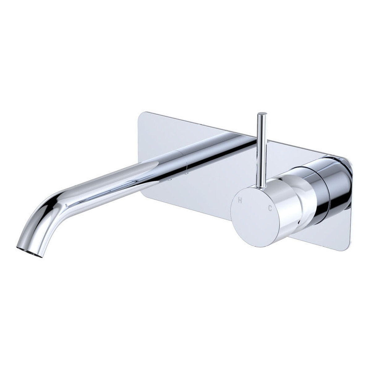 Fienza Kaya Up Basin/Bath Wall Mixer Set, Rectangular Plate, 160mm Outlet, Chrome - Lead Free