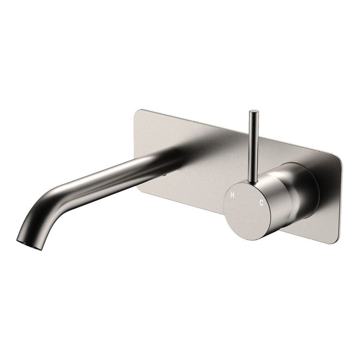 Fienza Kaya Up Basin/Bath Wall Mixer Set, Rectangular Plate, 160mm Outlet, Brushed Nickel - Lead Free