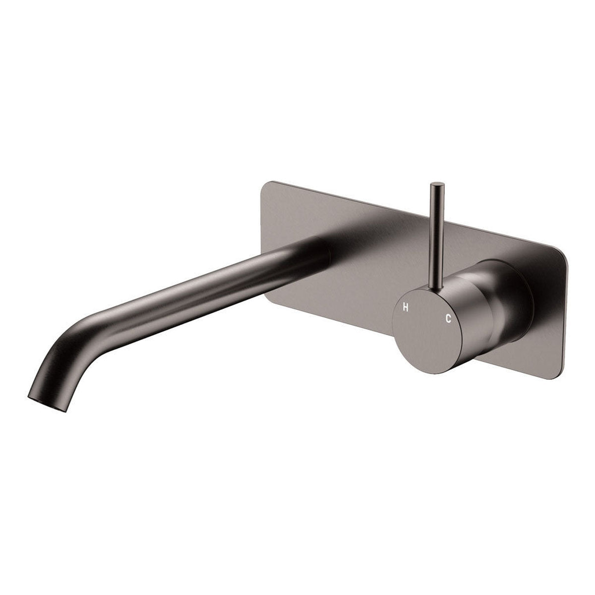 Fienza Kaya Up Basin/Bath Wall Mixer Set, Rectangular Plate, 200mm Outlet, Gun Metal - Lead Free