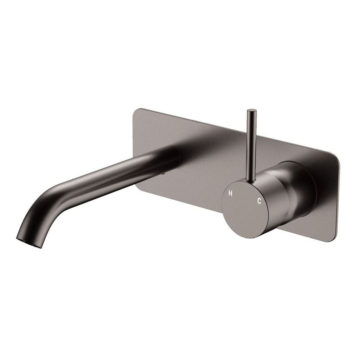 Kaya Up Wall Basin/Bath Mixer Set Square Plate, 160mm Outlet, Gun Metal