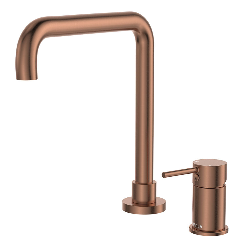 Kaya Squareline Hob Mixer Set, Brushed Copper