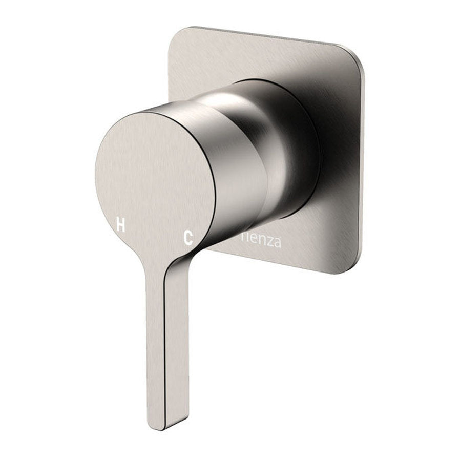 Fienza Sansa Wall Mixer, Square Plate, Brushed Nickel
