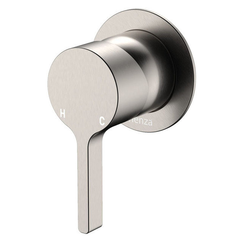 Fienza Sansa Wall Mixer, Small Round Plate, Brushed Nickel