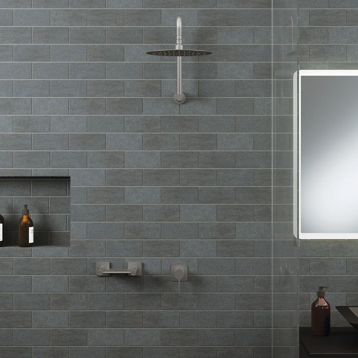 Fienza Sansa Wall Mixer, Square Plate, Gun Metal