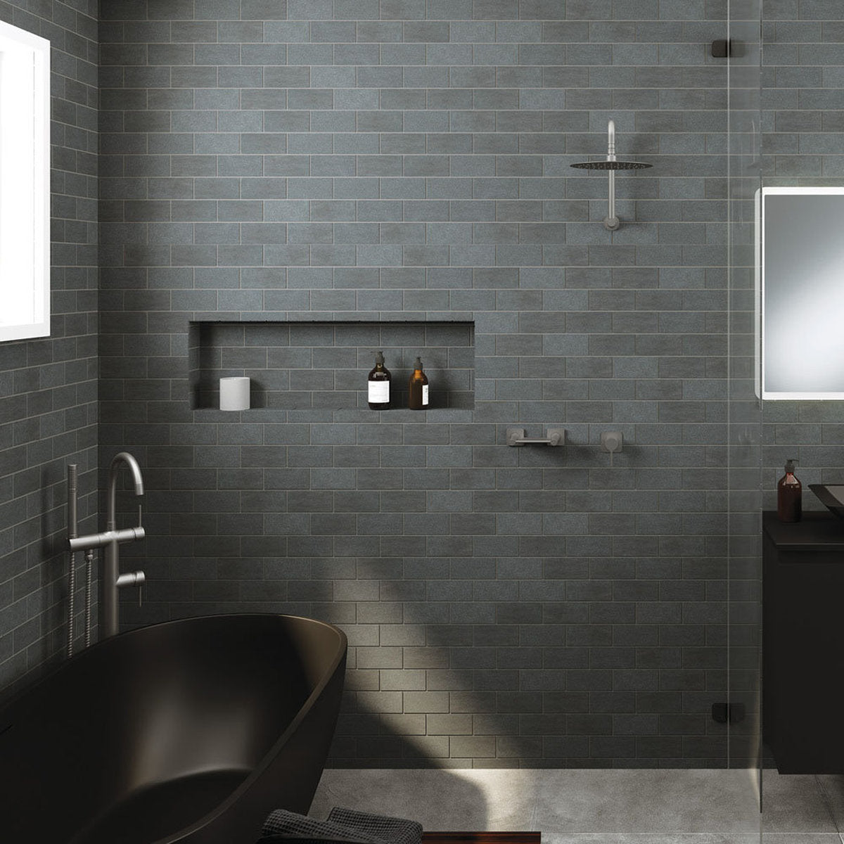 Fienza Sansa Wall Mixer, Square Plate, Gun Metal