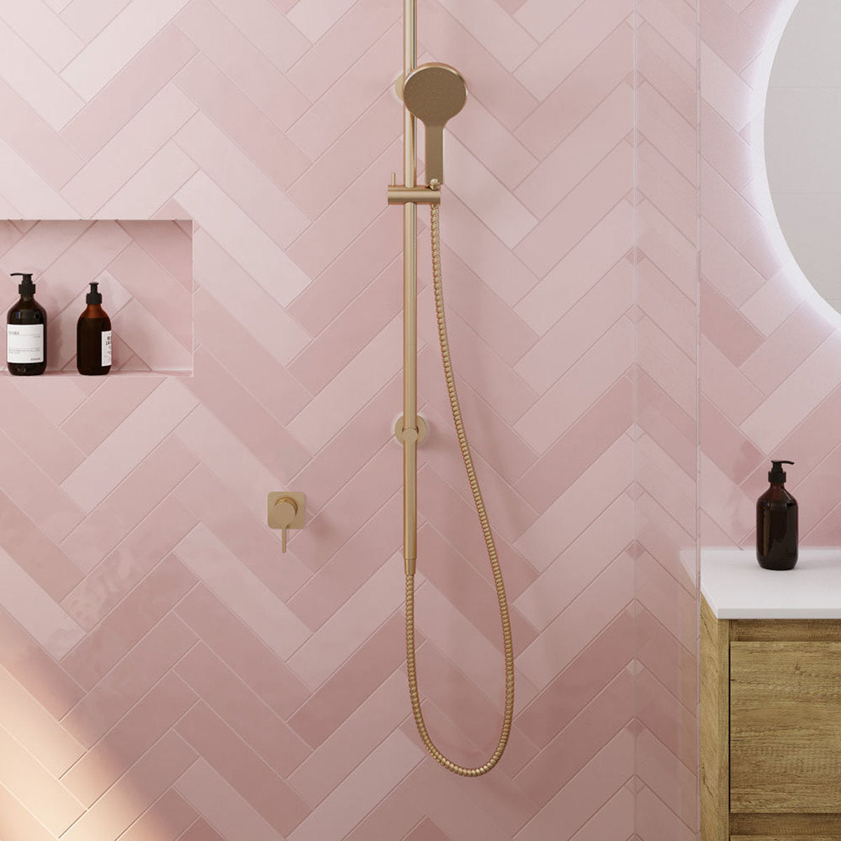 Fienza Sansa Wall Mixer, Square Plate, Urban Brass