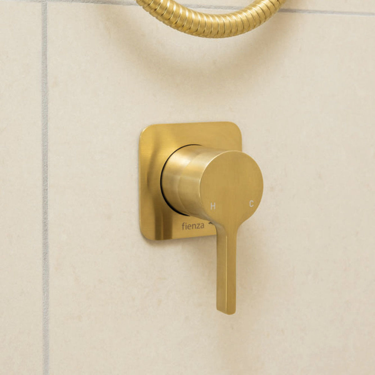 Fienza Sansa Wall Mixer, Square Plate, Urban Brass