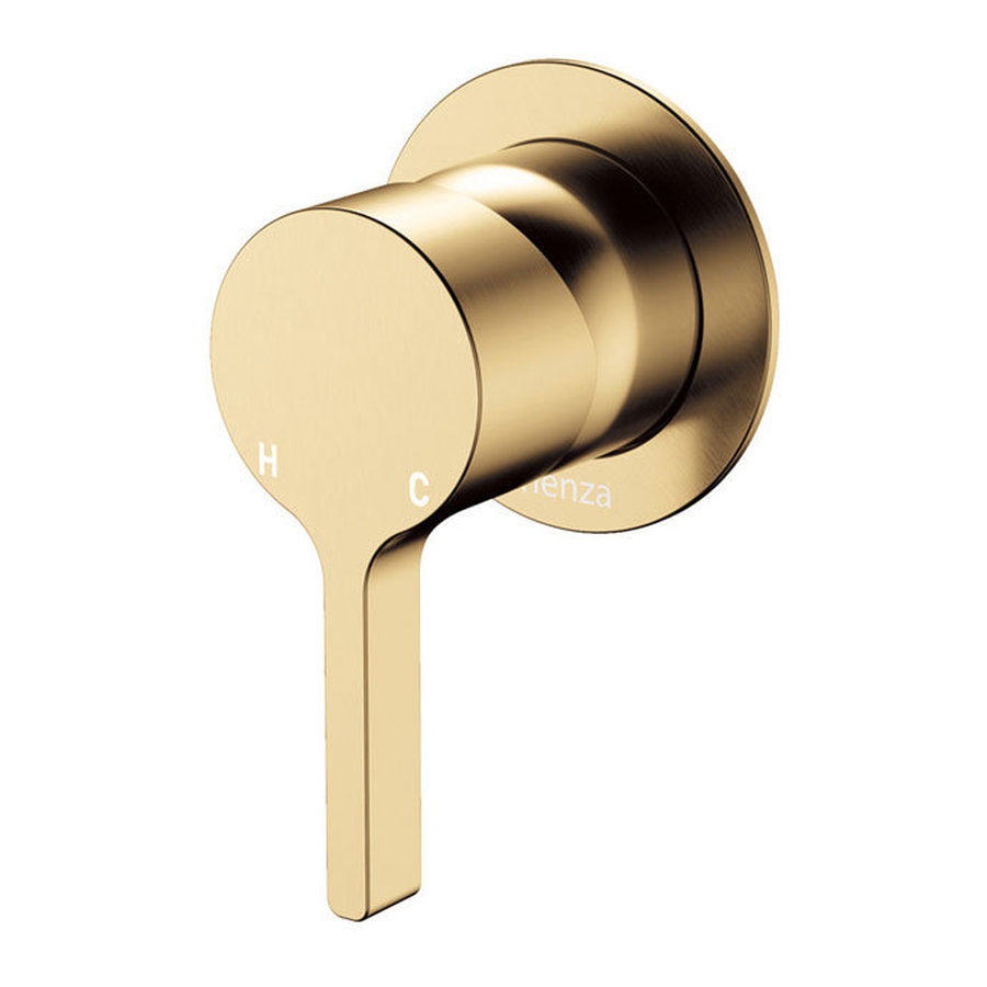 Fienza Sansa Wall Mixer, Small Round Plate, Urban Brass
