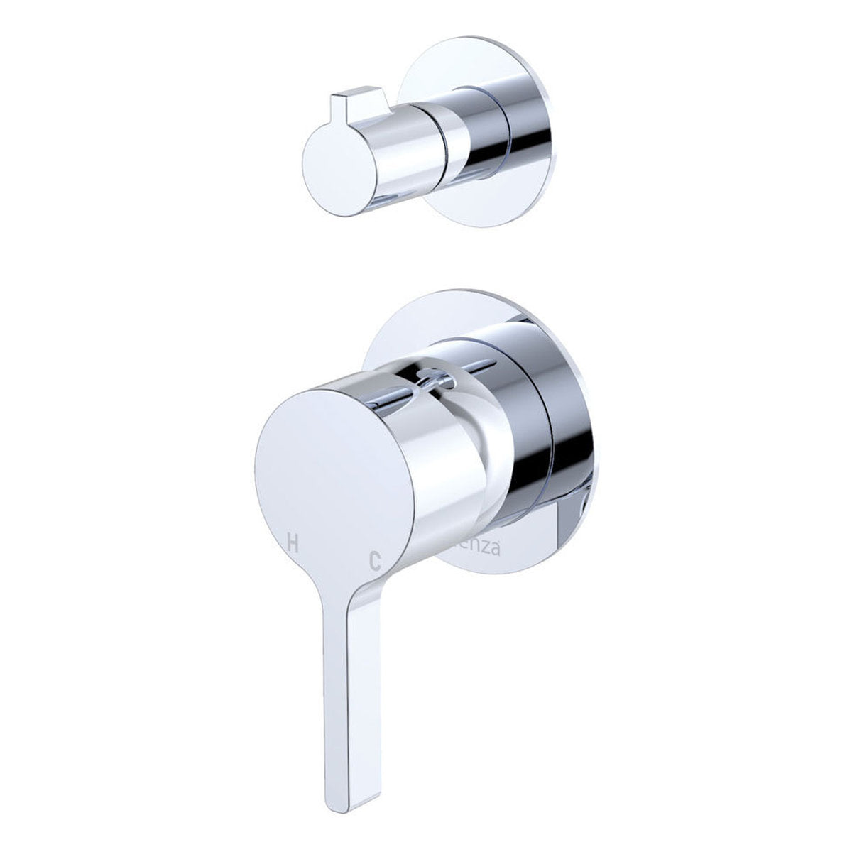 Fienza Sansa Wall Diverter Mixer, Small Round Plates, Chrome