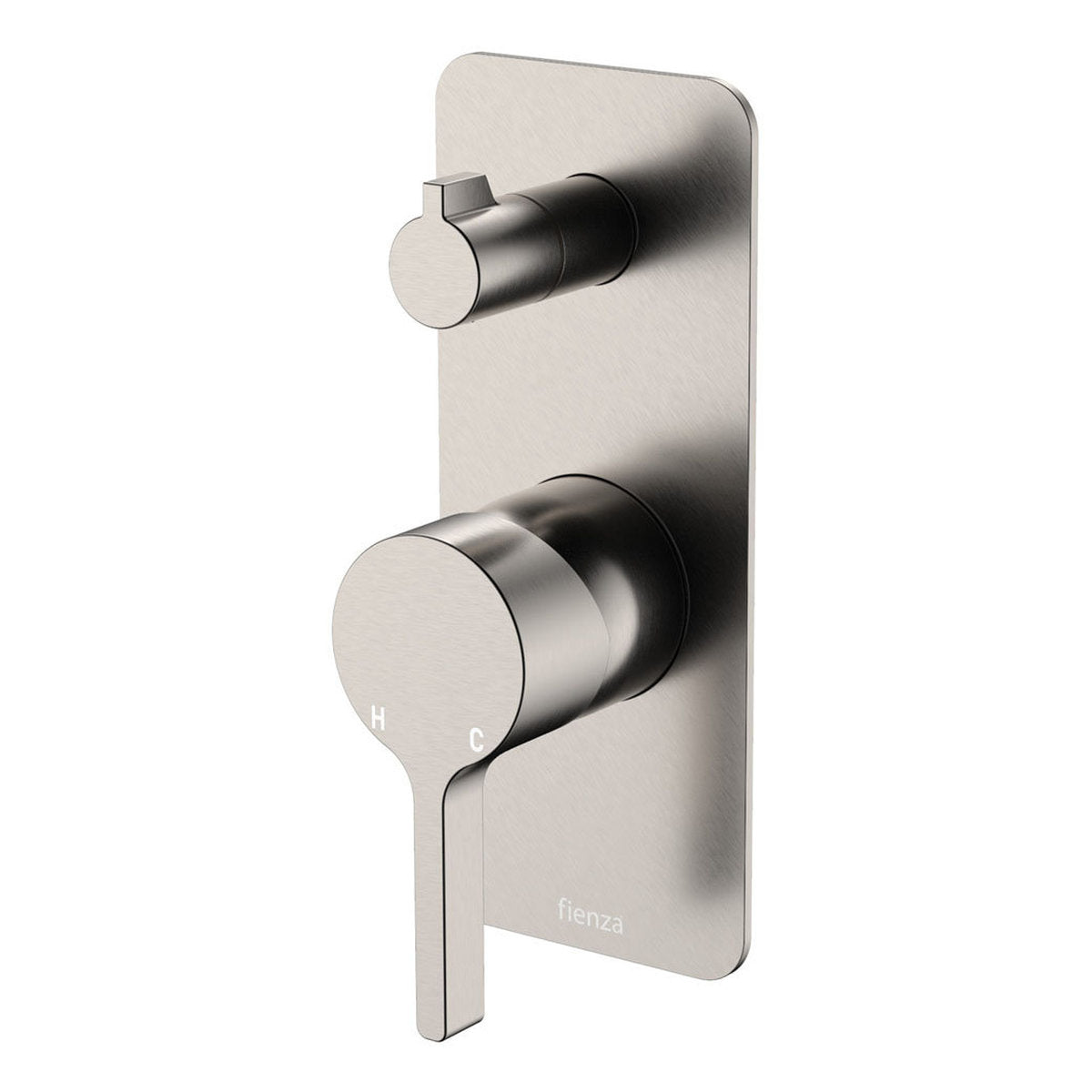 Fienza Sansa Wall Diverter Mixer, Rectangular Plate, Brushed Nickel
