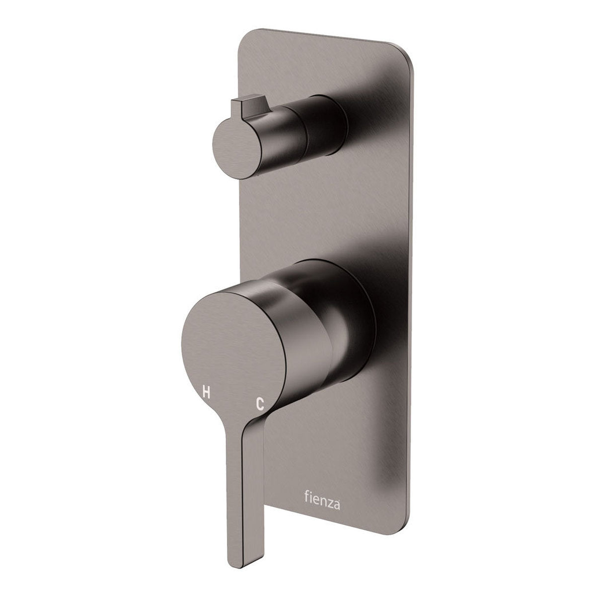 Fienza Sansa Wall Diverter Mixer, Rectangular Plate, Gun Metal