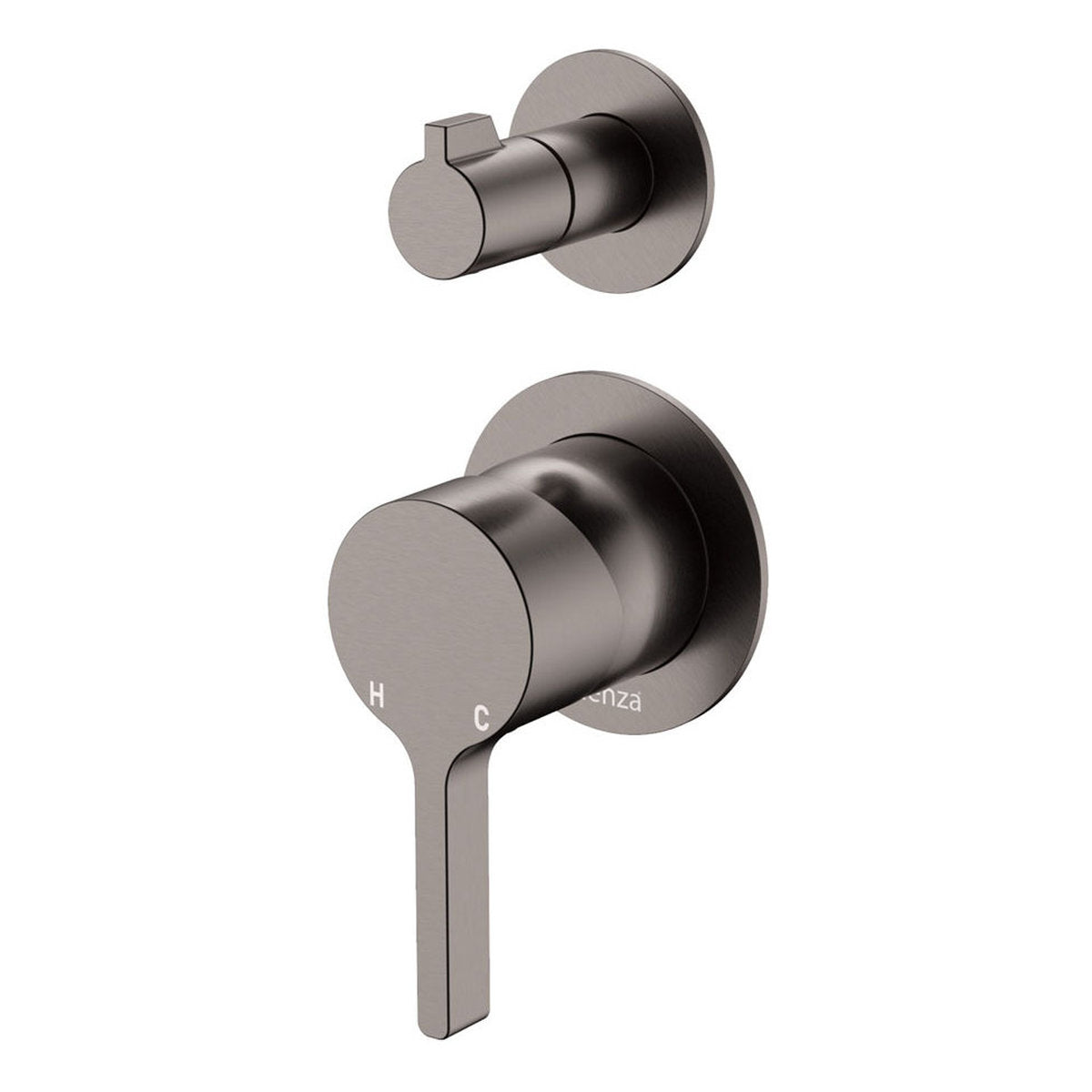 Fienza Sansa Wall Diverter Mixer, Small Round Plates, Gun Metal