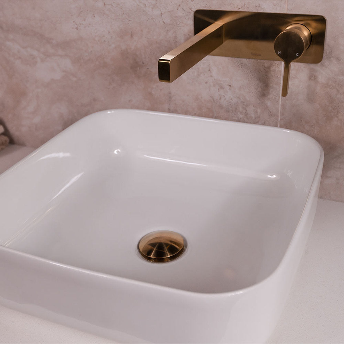 Fienza Sansa Wall Bath Mixer Set, Urban Brass