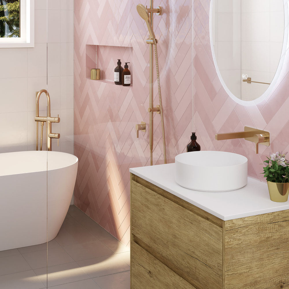 Fienza Sansa Wall Basin Mixer Set, Urban Brass