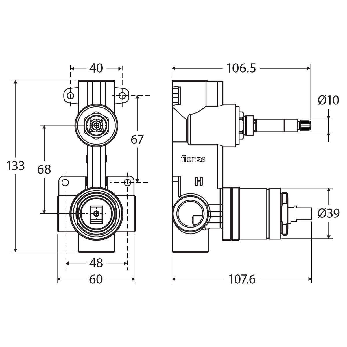 Quik-Switch Universal Wall Diverter Mixer Body