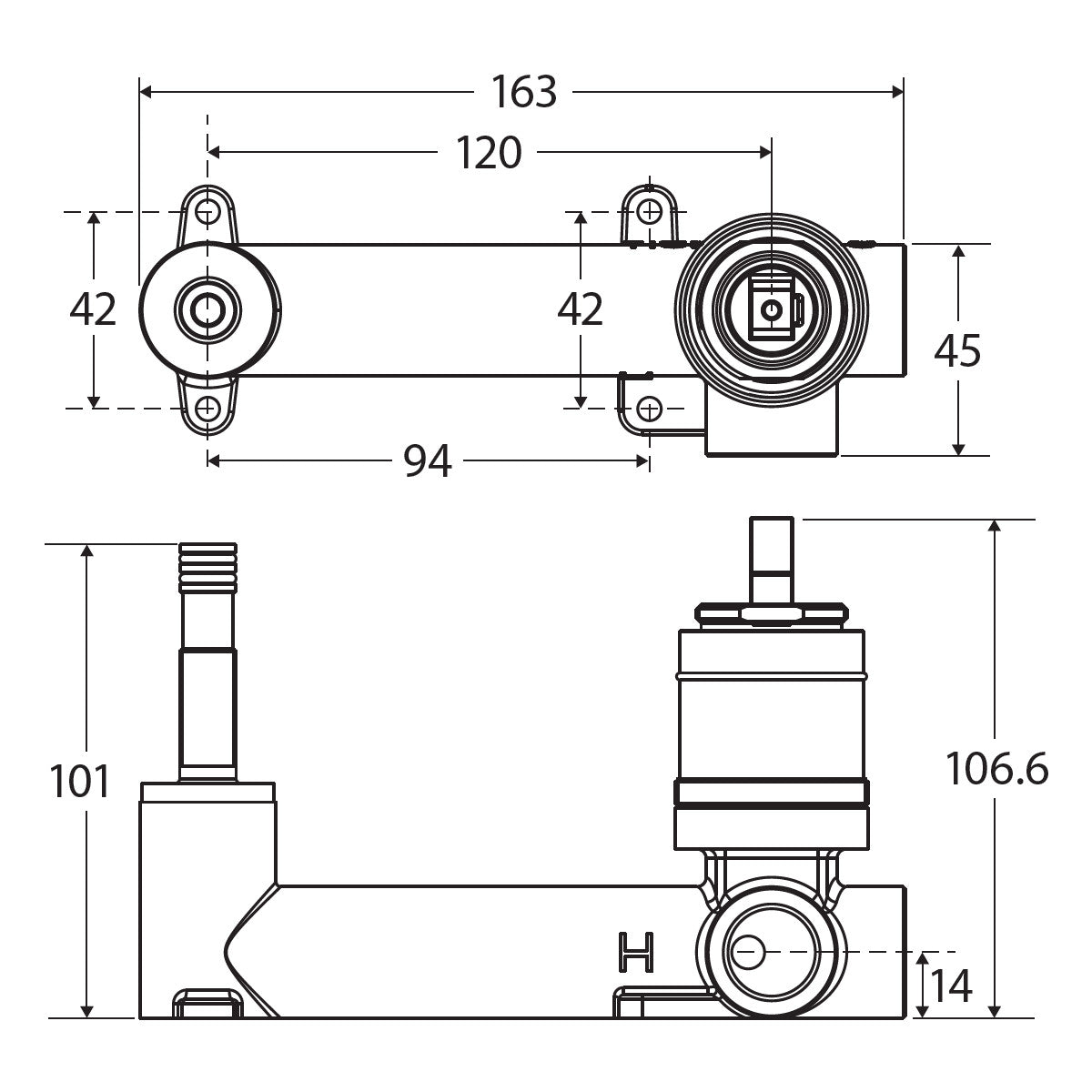 Quik-Switch Universal Wall Basin/Bath Mixer Body