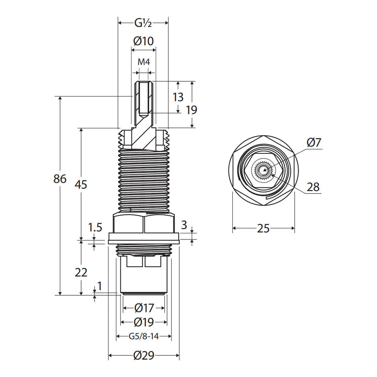 Fienza Universal Wall Tap Hot/Cold Extended Spindle Set