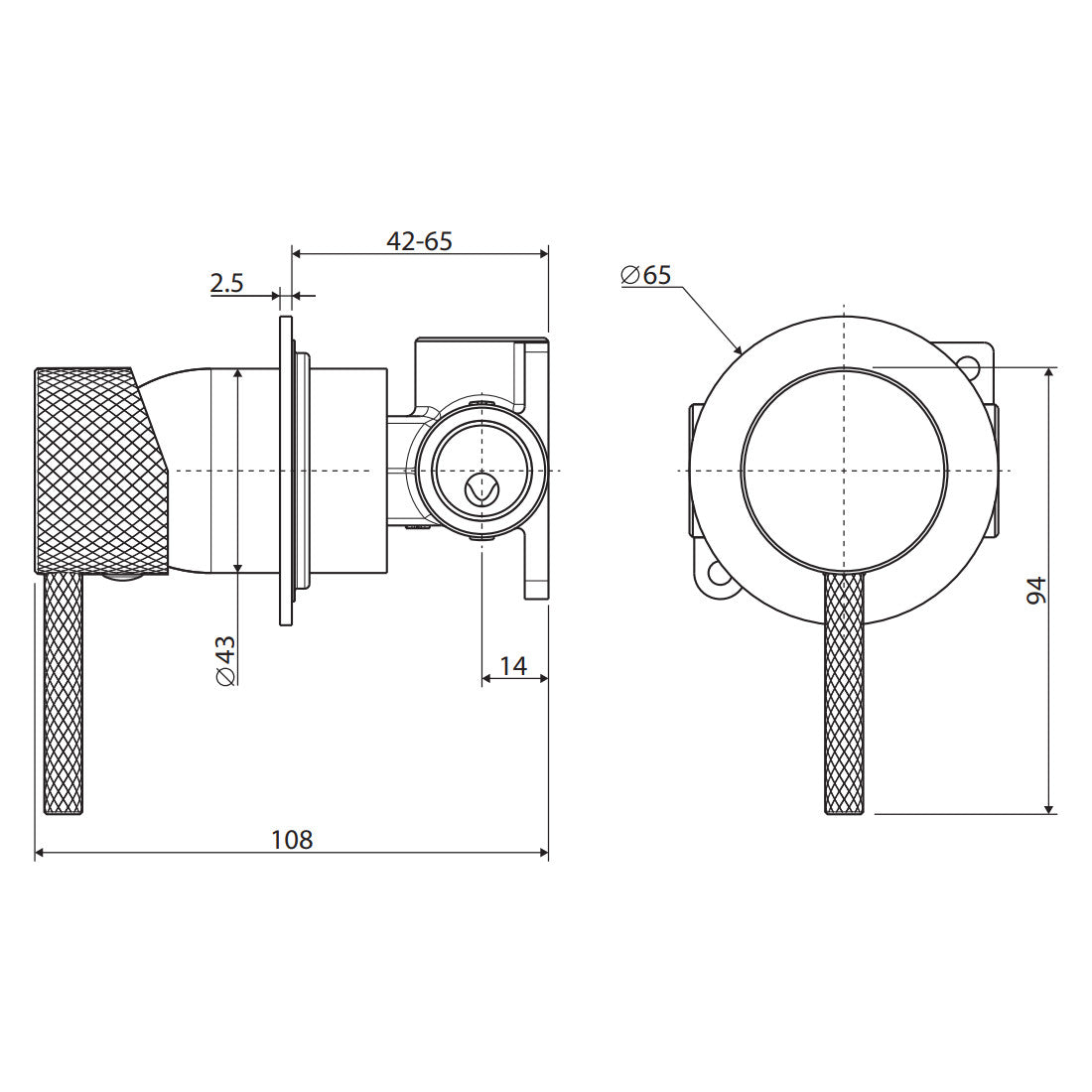 Axle Wall Mixer, Small Round Plate - Brushed Nickel