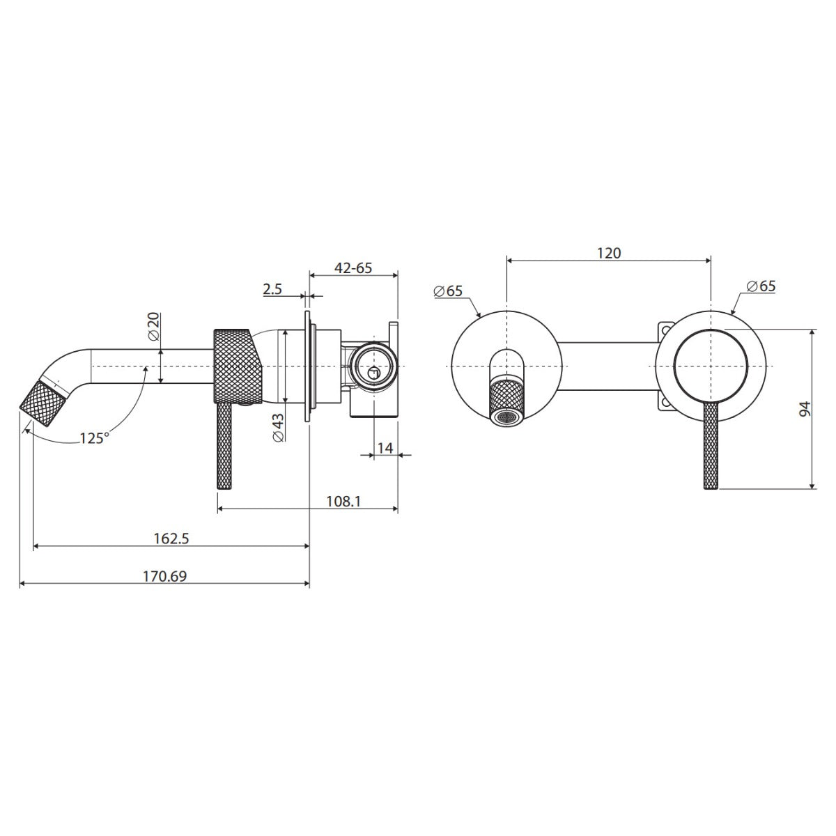 Axle Wall Mixer, Small Round Plate - Brushed Nickel