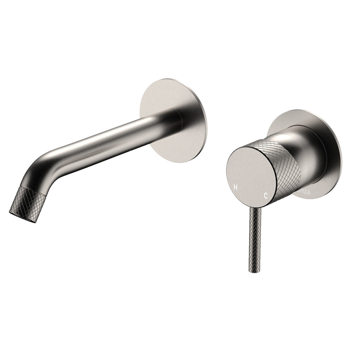 Axle Wall Mixer, Small Round Plate - Brushed Nickel