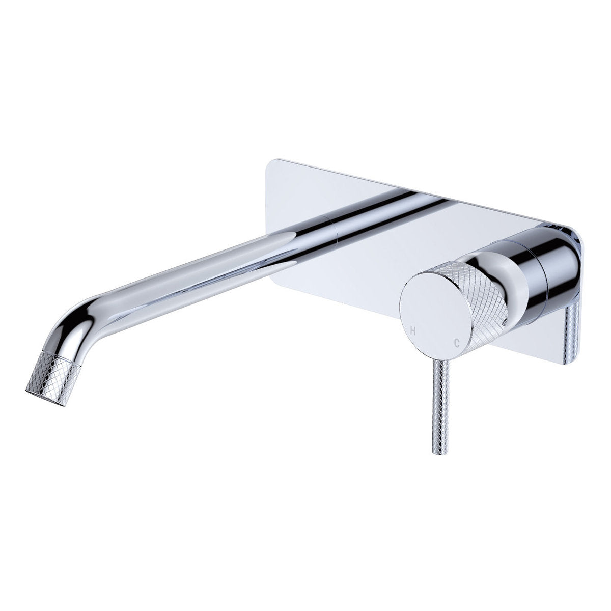 Fienza Axle Wall Basin/Bath Mixer Set, Rectangular Plate, 200mm Outlet, Chrome