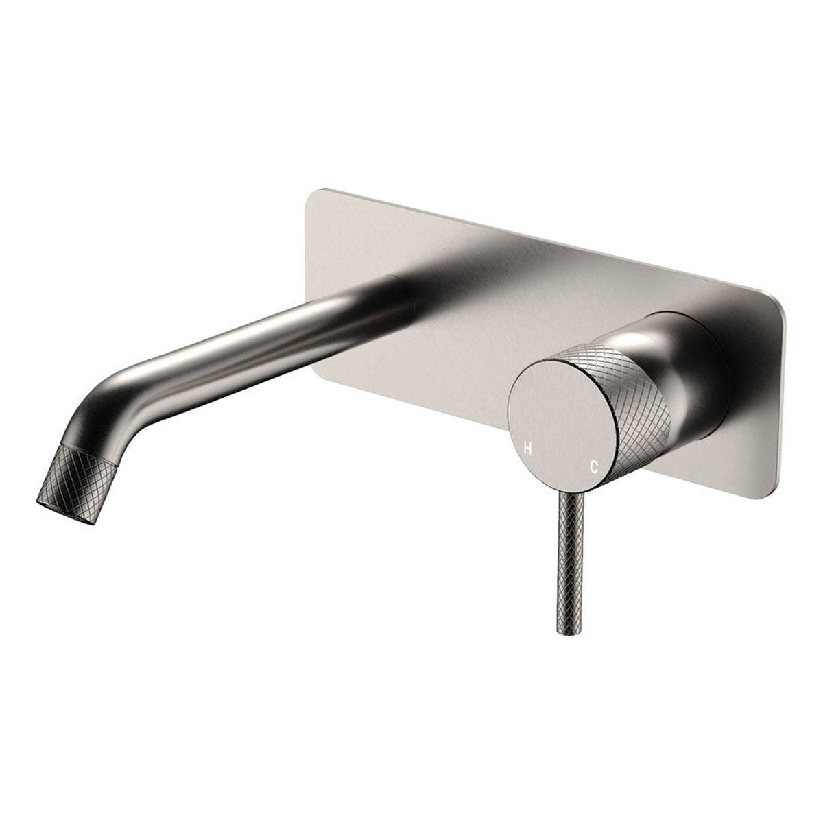 Fienza Axle Wall Basin/Bath Mixer Dress Kit, Rectangular Plate, 160mm Outlet, Brushed Nickel - Lead Free