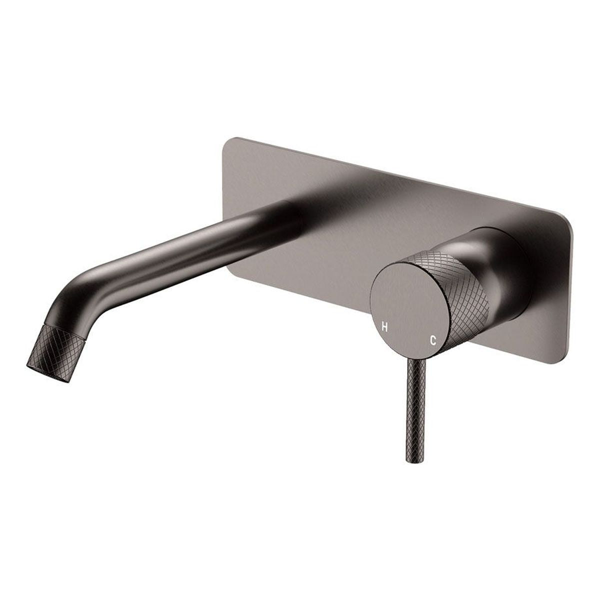 Fienza Axle Wall Basin/Bath Mixer Set, Rectangular Plate, 160mm Outlet, Gun Metal