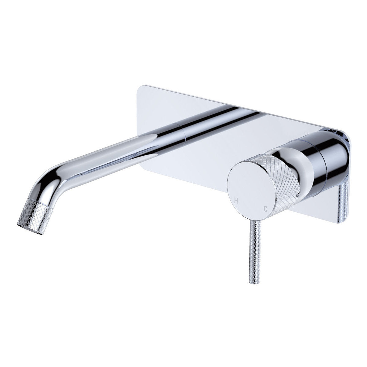 Fienza Axle Wall Basin/Bath Mixer Set, Rectangular Plate, 160mm Outlet, Chrome