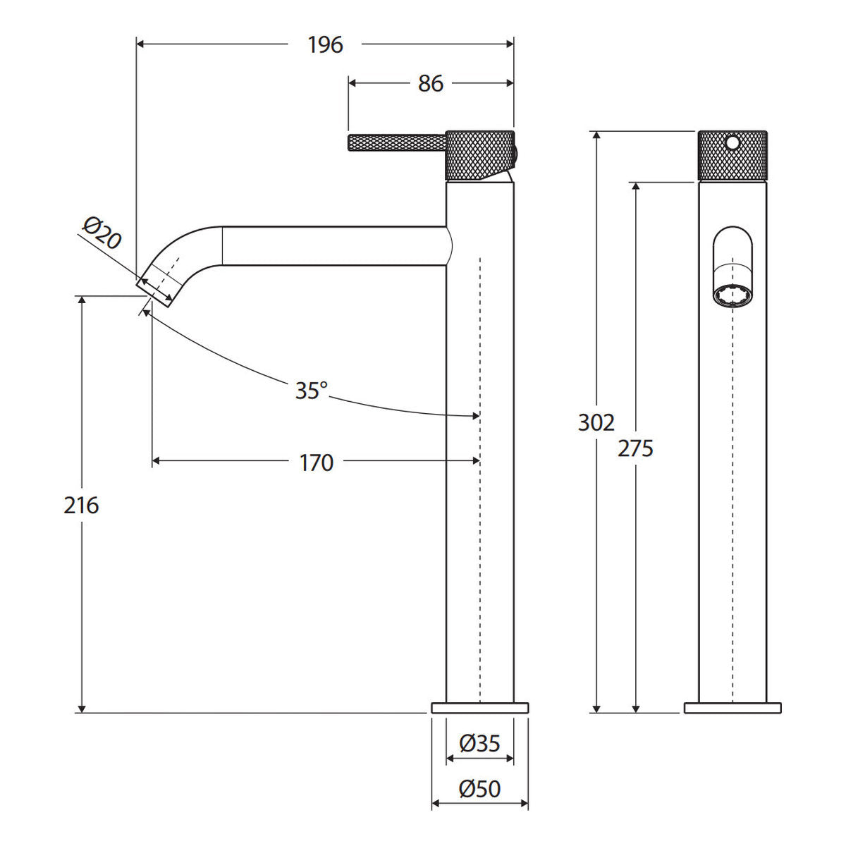 Fienza Axle Tall Basin Mixer, Gun Metal