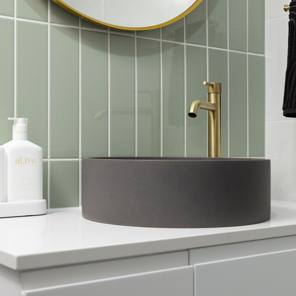 Fienza Axle Tall Basin Mixer, Urban Brass
