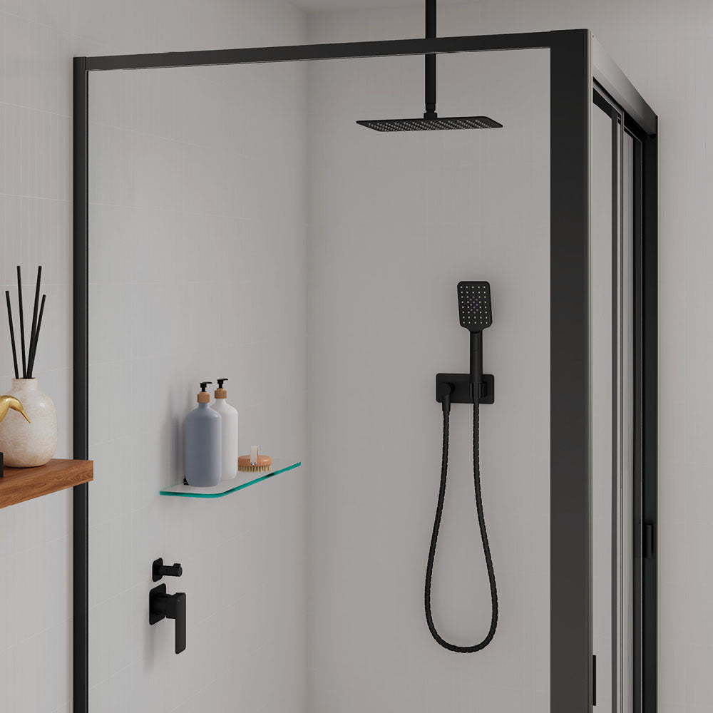 Fienza Tono Wall Diverter Mixer, Square Plates, Matte Black