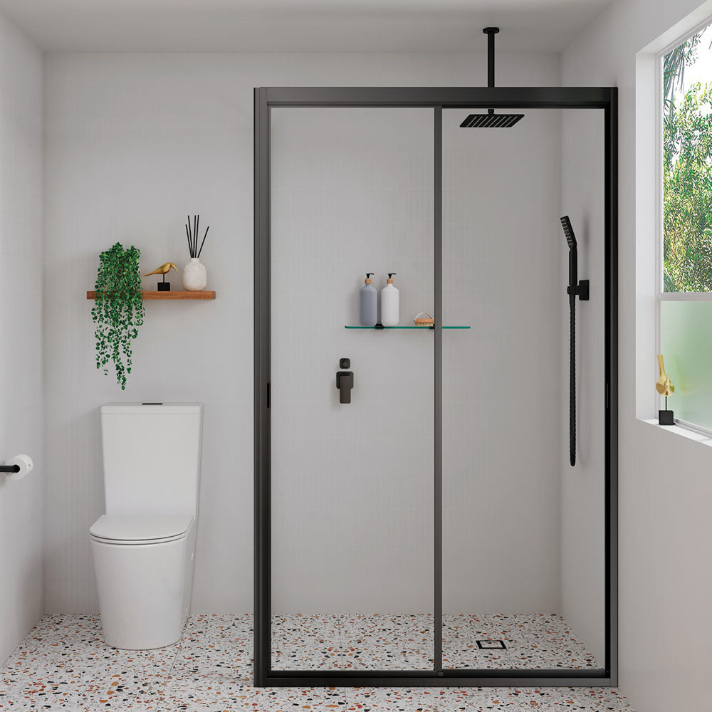 Fienza Tono Wall Diverter Mixer, Square Plates, Matte Black