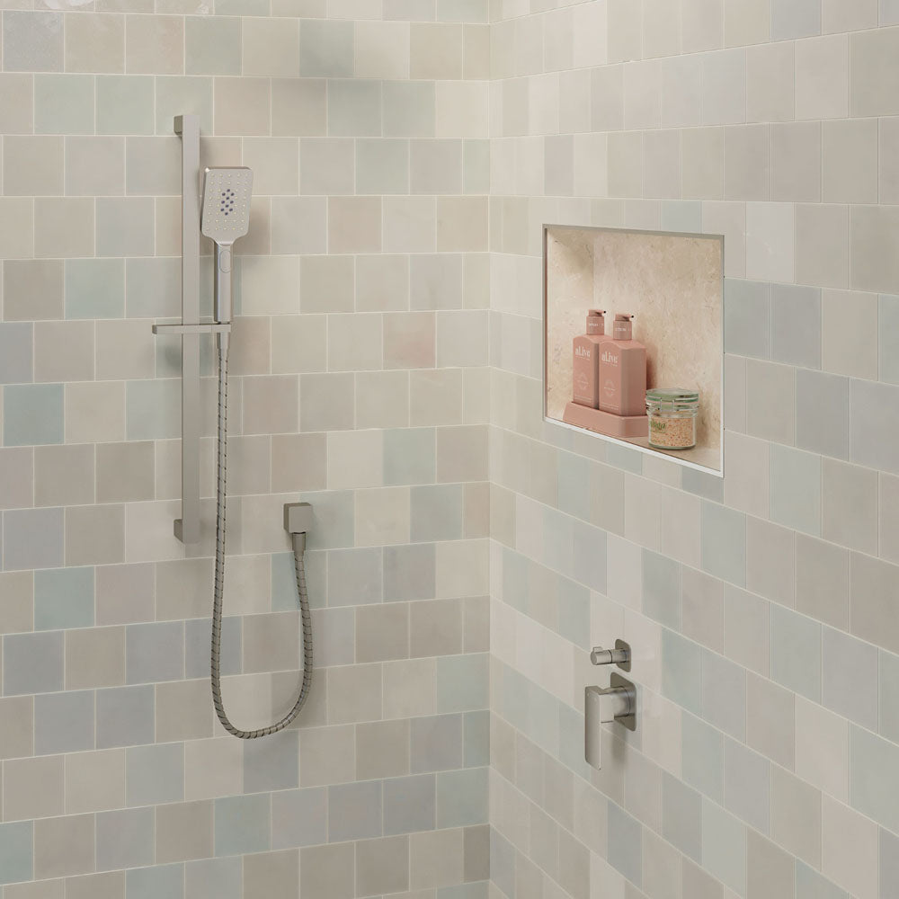 Fienza Tono Wall Diverter Mixer, Square Plates, Brushed Nickel