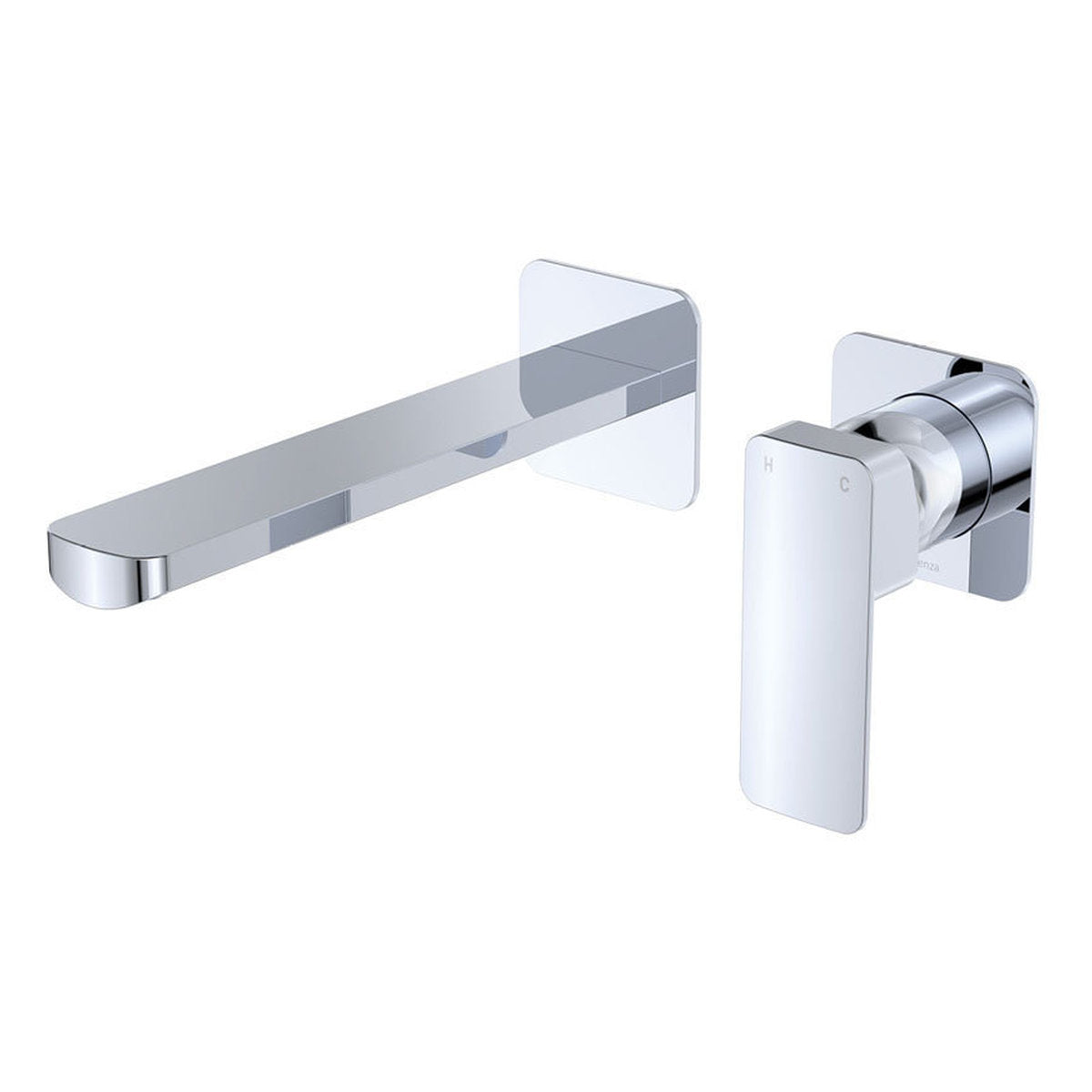 Fienza TONO Basin/Bath Wall Mixer Dress Kit, Small Square Plates, 200mm, Chrome