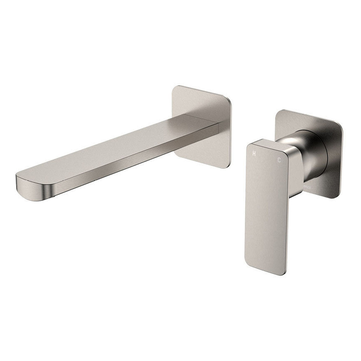 Fienza TONO Basin/Bath Wall Mixer Dress Kit, Small Square Plates, 200mm, Brushed Nickel
